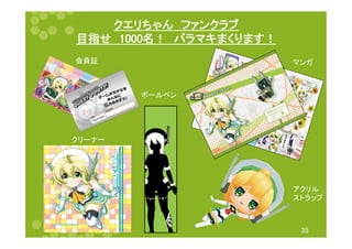 クエリちゃん　ファンクラブ	
目指せ　1000名！　バラマキまくります！	
35	
ボールペン	
マンガ	
アクリル	
  
ストラップ	
クリーナー	
会員証	
 