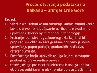 Proces otvaranja podataka na Balkanu - Primjer Crne Gore