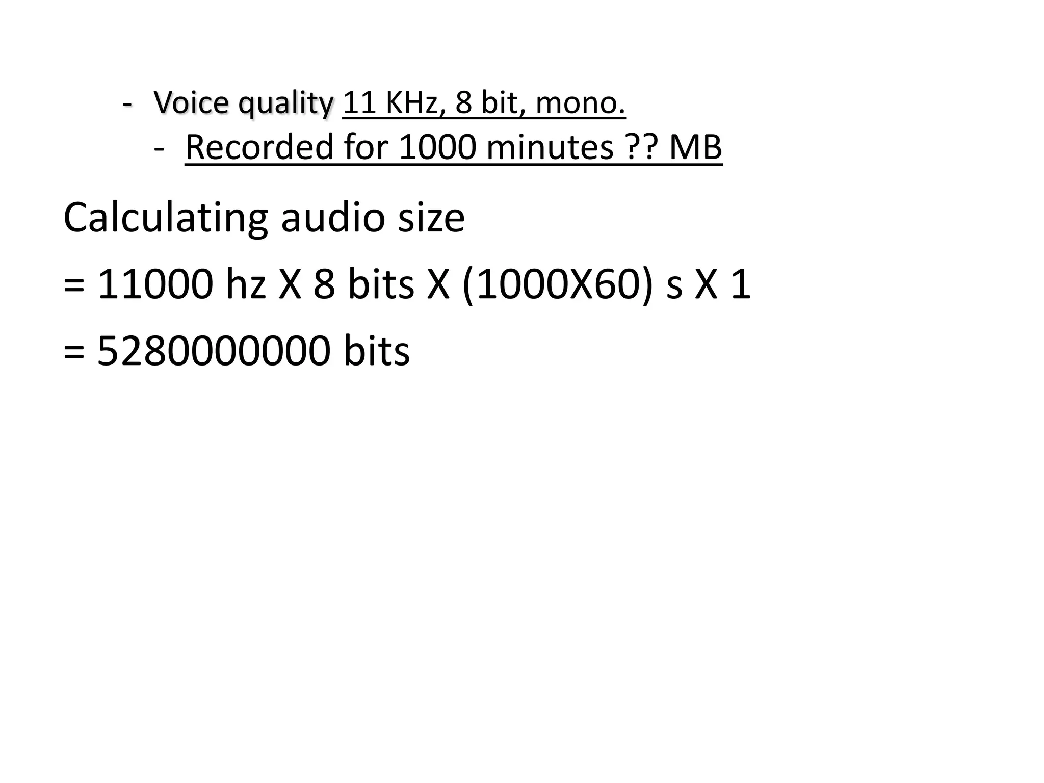 calculate audio file size | PPTX
