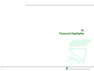 Thitikorn Public Company Limited23
IV.
Financial Highlights
 