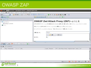 Copyright	
  (c)	
  	
  Bitforest	
  Co.,	
  Ltd.
 
OWASP ZAP
5
 