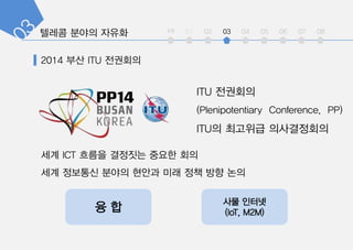 2014 ?? ITU ????
?? ICT ??? ???? ??? ??
?? ???? ??? ??? ?? ?? ?? ??
ITU ????
(Plenipotentiary Conference, PP)
ITU? ???? ??????
? ?
?? ???
(IoT, M2M)
int 01 02 03 04 05 06 07 08
 