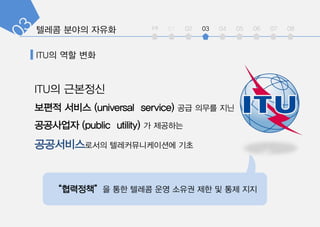 ITU? ?? ??
ITU? ????
??? ??? (universal service) ?? ??? ??
????? (public utility) ? ????
???????? ????????? ??
????? ?? ??? ?? ??? ?? ? ?? ??
int 01 02 03 04 05 06 07 08
 
