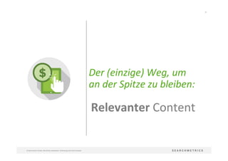 33	
  
©	
  Searchmetrics	
  GmbH.	
  Alle	
  Rechte	
  vorbehalten.	
  Verbreitung	
  nicht	
  ohne	
  Erlaubnis.	
  
Relevanter	
  Content	
  
Der	
  (einzige)	
  Weg,	
  um	
  
an	
  der	
  Spitze	
  zu	
  bleiben:	
  
 