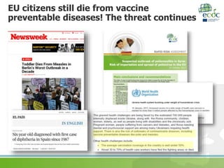 EU citizens still die from vaccine
preventable diseases! The threat continues
 
