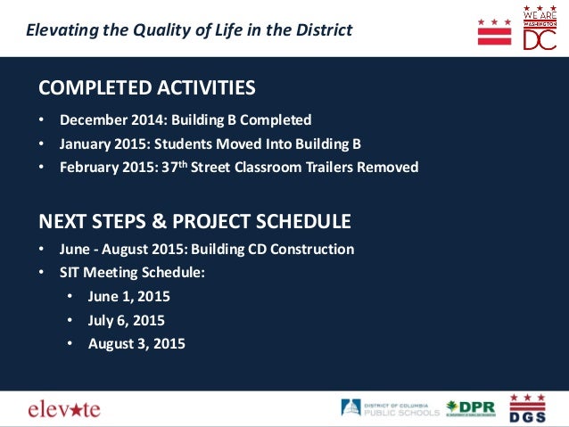 COMPLETED ACTIVITIES
Elevating the Quality of Life in the District
Elevating the Quality of Life in the District
• Decembe...