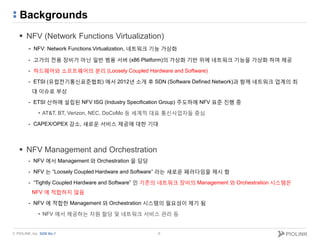 © PIOLINK, Inc. SDN No.1
Backgrounds
 NFV (Network Functions Virtualization)
- NFV: Network Functions Virtualization, 네트워...