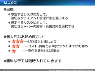 Copyright Global Knowledge Network Japan, Ltd. All Rights Reserved.
Ϥ
?Ŀ
?붨ꥹˌơ
mФʥ饤ȹӋxk
?붨ꥹˌơ
mФʥ`Щ`Ϻ?ĺߤxk
?˵ĤʤȺϤ
? Ҍ뤷ޤ礦
? (Mäg)ޤ
? Ҫ򜺤Ф
?gʥǥrƤޤ
3
 