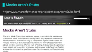 Mocks aren t Stubs
http://www.martinfowler.com/articles/mocksArentStubs.html
29
 