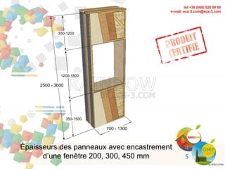 Épaisseurs des panneaux avec encastrement
d’une fenêtre 200, 300, 450 mm
700 - 1300
2500 - 3600
1200-1800
350-1200
350-1500
5
 