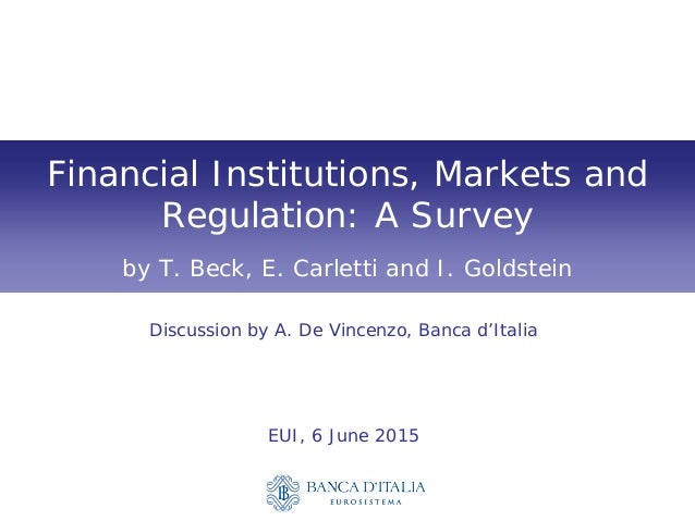 Financial Institutions Markets And Regulation A Survey Coeure Wor