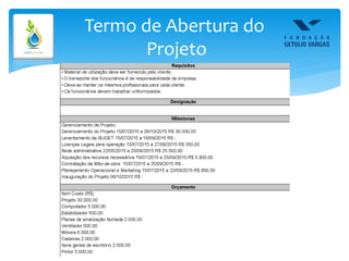 Termo de Abertura do
Projeto
 