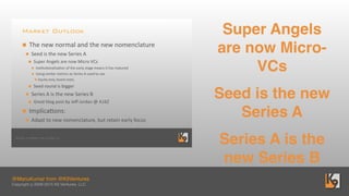 Copyright © 2008-2015 K9 Ventures, LLC
@ManuKumar from @K9Ventures
Super Angels
are now Micro-
VCs
Seed is the new
Series ...