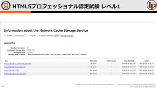 © LPI-Japan 2015. All rights reserved.
The HTML5 Logo is licensed under Creative Commons Attribution 3.0. Unported by the W3C; http://creativecommons.org/licenses/by/3.0/
43
HTML5プロフェッショナル認定試験 レベル1
 