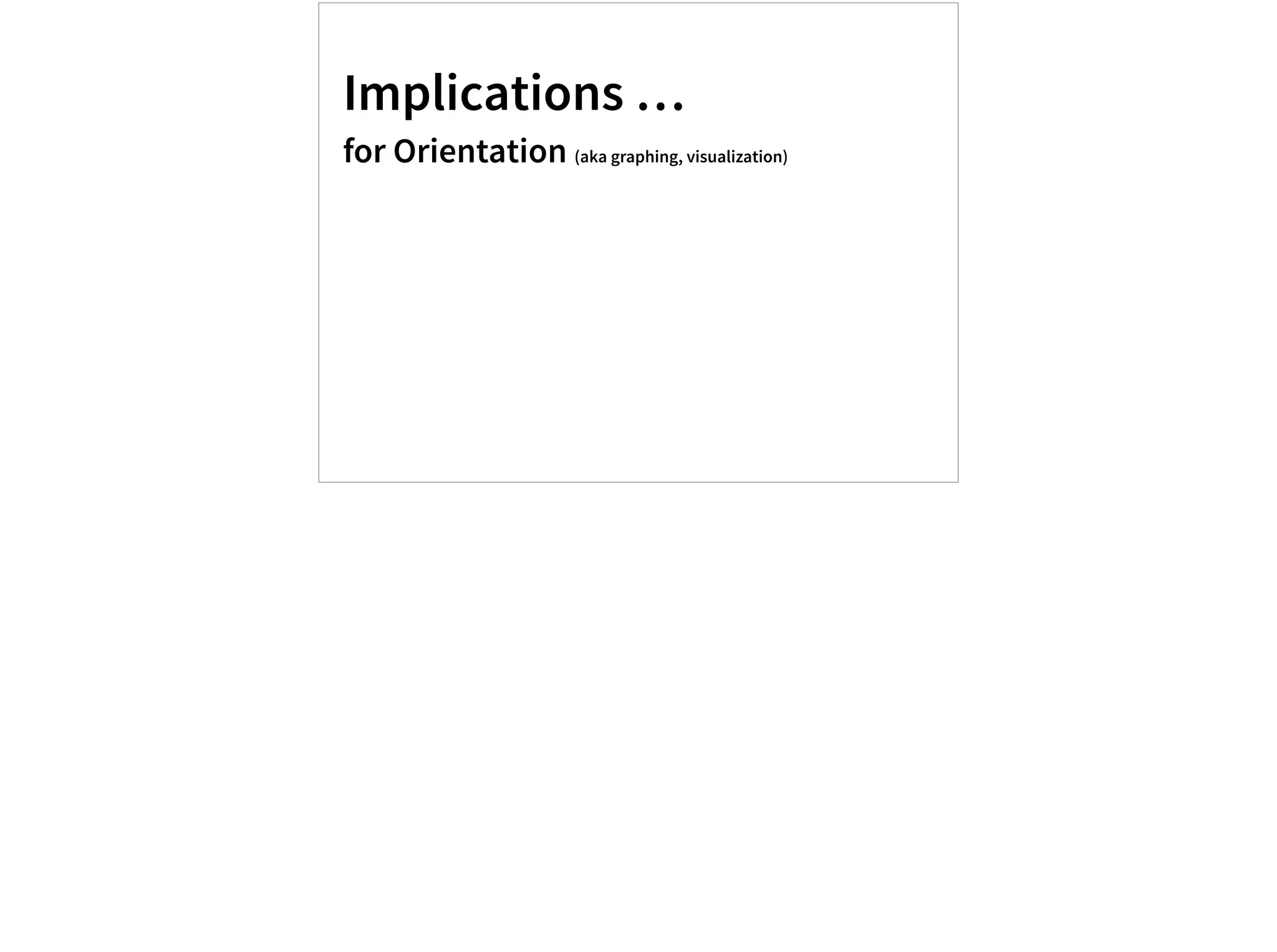 Implications …
for Orientation (aka graphing, visualization)
 