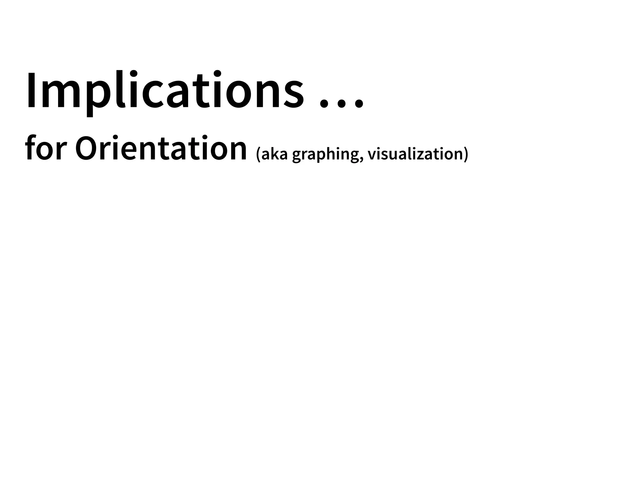 Implications …
for Orientation (aka graphing, visualization)
 