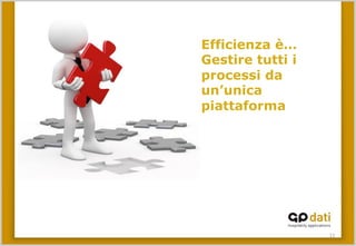 11	
 
Efficienza è…
Gestire tutti i
processi da
un’unica
piattaforma
 