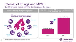 Internet of Things and M2M:
Quickly growing market with the Nordics paving the way...
2
Internet of things: fast growing s...