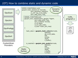 PG-Strom - GPGPU meets PostgreSQL, PGcon2015 | PDF