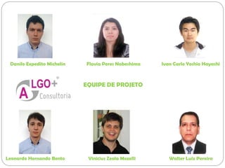Danilo Expedito Michelin Flavia Peres Nabeshima Ivan Carlo Yoshio Hayashi
Walter Luiz PereiraVinicius Zeola MozelliLeonardo Hernando Bento
EQUIPE DE PROJETO
 