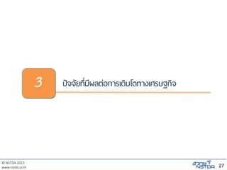 © NSTDA 2015
www.nstda.or.th
ปัจจัยที่มีผลต่อการเติบโตทางเศรษฐกิจ
27
3
 