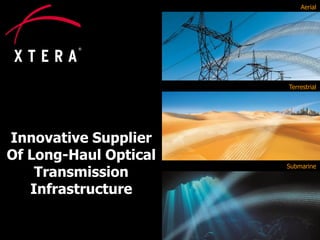 © 2015 Xtera Communications, Inc. Proprietary & Confidential 31
Innovative Supplier
Of Long-Haul Optical
Transmission
Infrastructure
Aerial
Terrestrial
Submarine
 