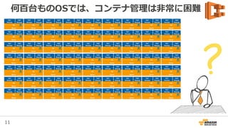 11
何百台ものOSではContainer管理は非常に困難
 