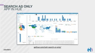 SEARCH AS ONLY 
APP IN HUE
gethue.com/solr-­‐search-­‐ui-­‐only/
 