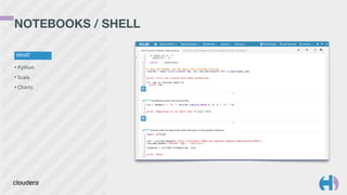 • Python	
  
• Scala	
  
• Charts
NOTEBOOKS / SHELL
WHAT
 