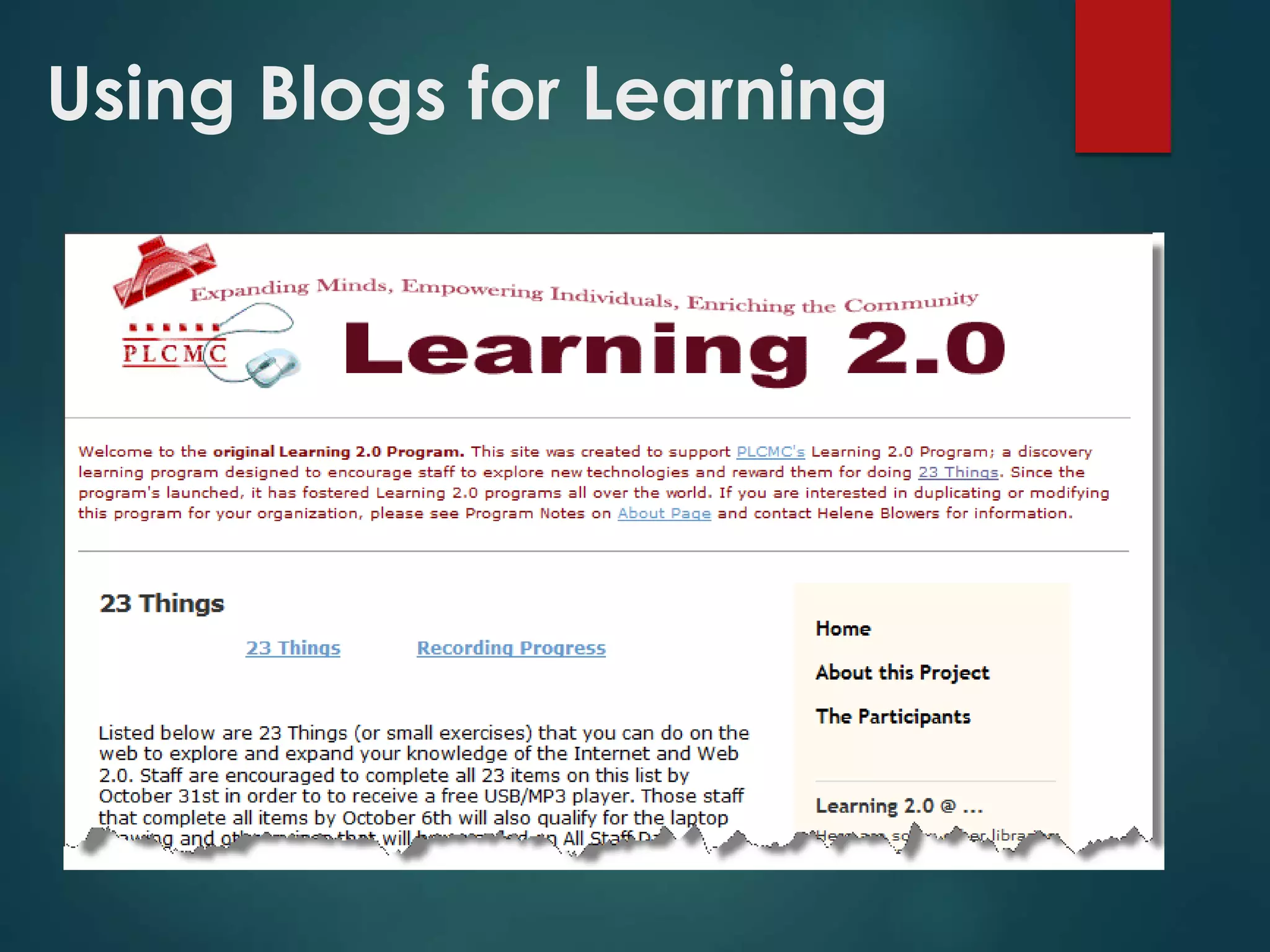 Using Blogs for Learning
 