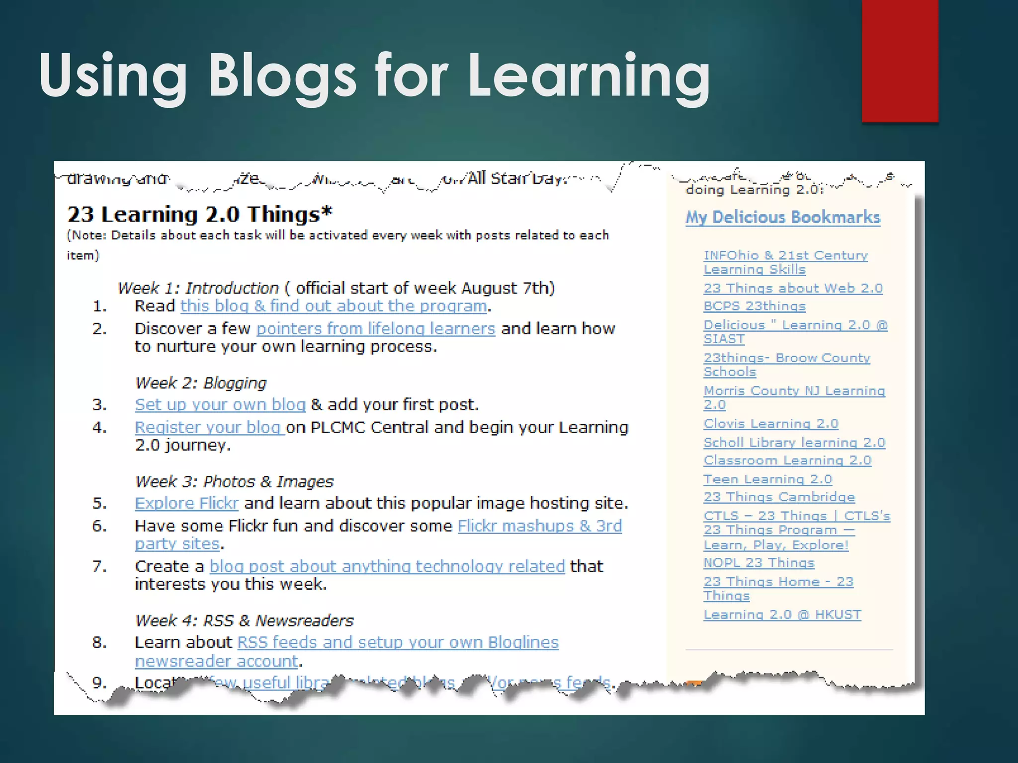 Using Blogs for Learning
 
