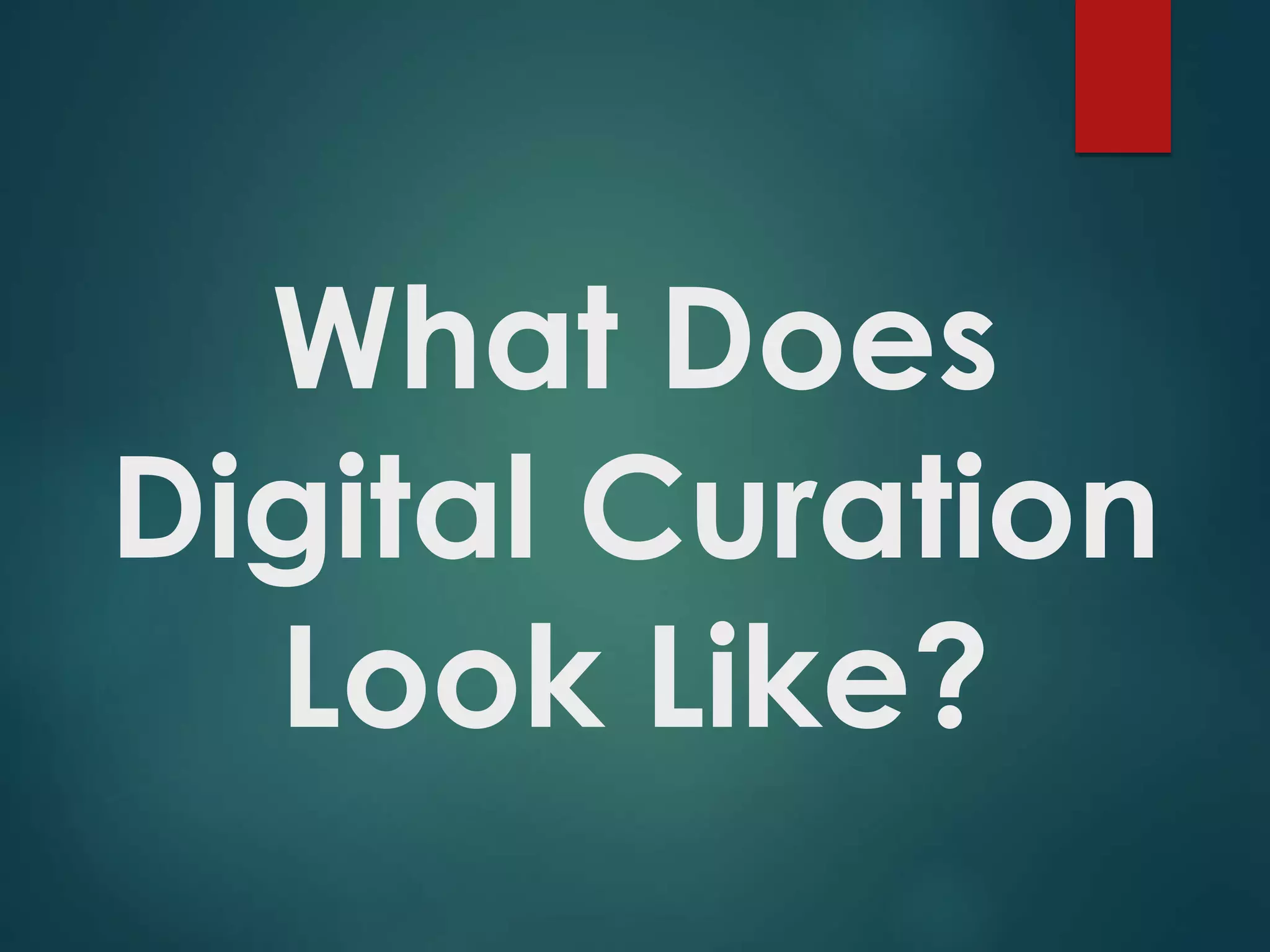 What Does
Digital Curation
Look Like?
 