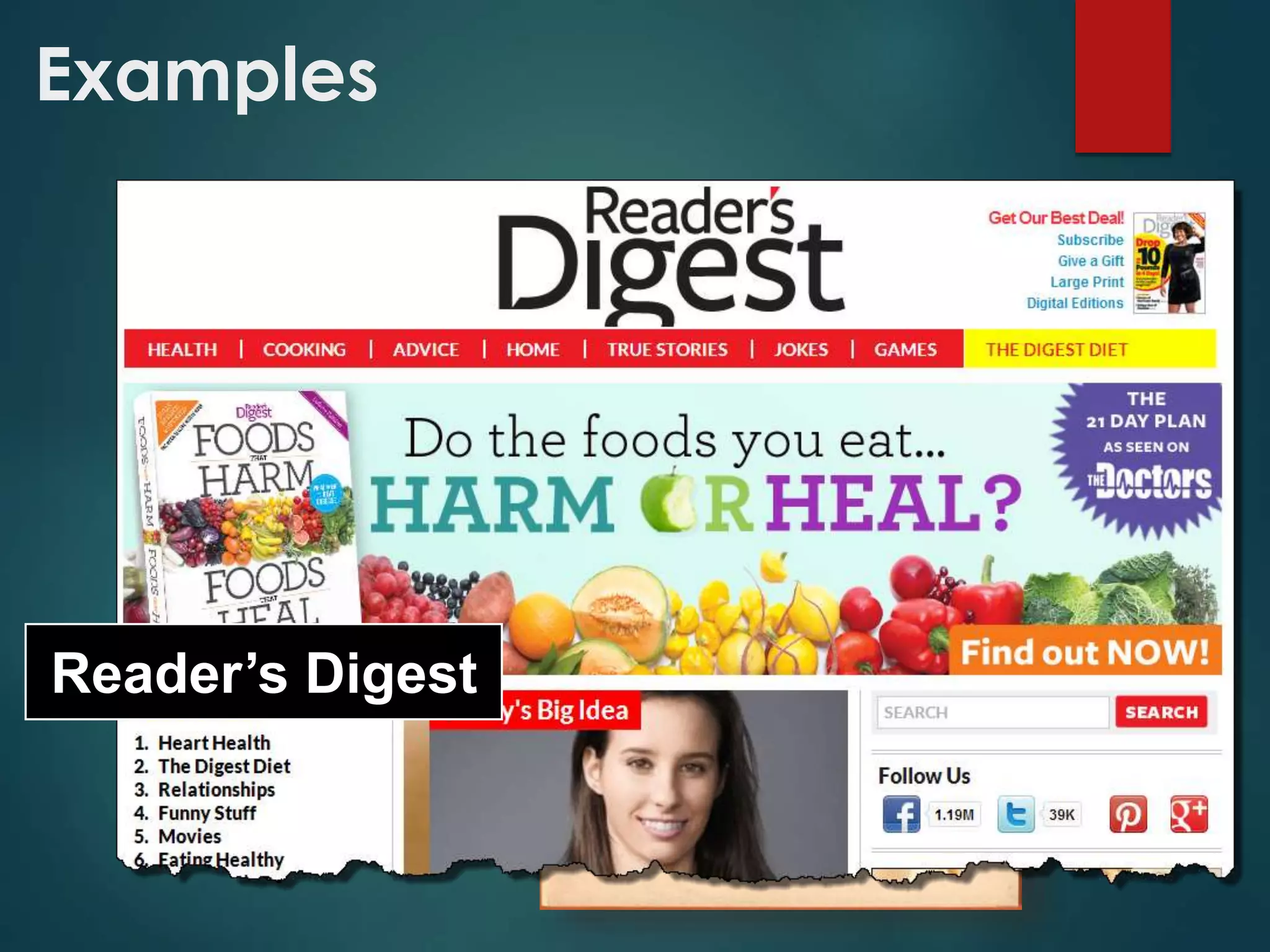 Examples
Reader’s Digest
 