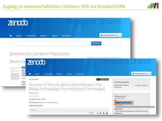 Zugang zu wissenschaftlicher Literatur: DOI via Zenodo/CERN
 