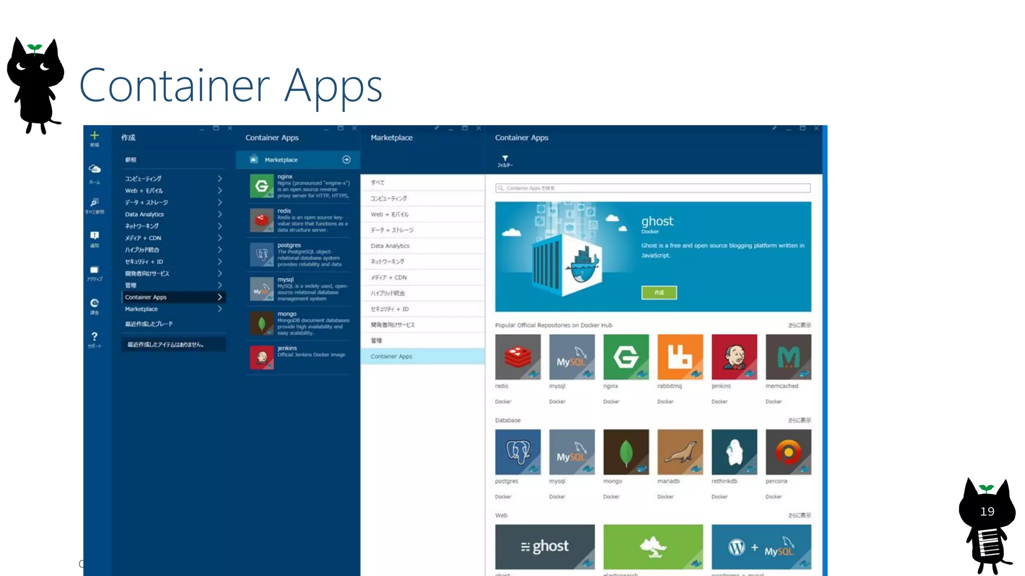 Container Apps
Copyright© 2015, JAZUG All Rights Reserved.
19
 