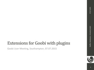 07.07.2015Steﬀen	Hankiewicz,	intranda	GmbH
Extensions	for	Goobi	with	plugins
Goobi	User	Mee>ng,	Southampton,	07.07.2015
1
 