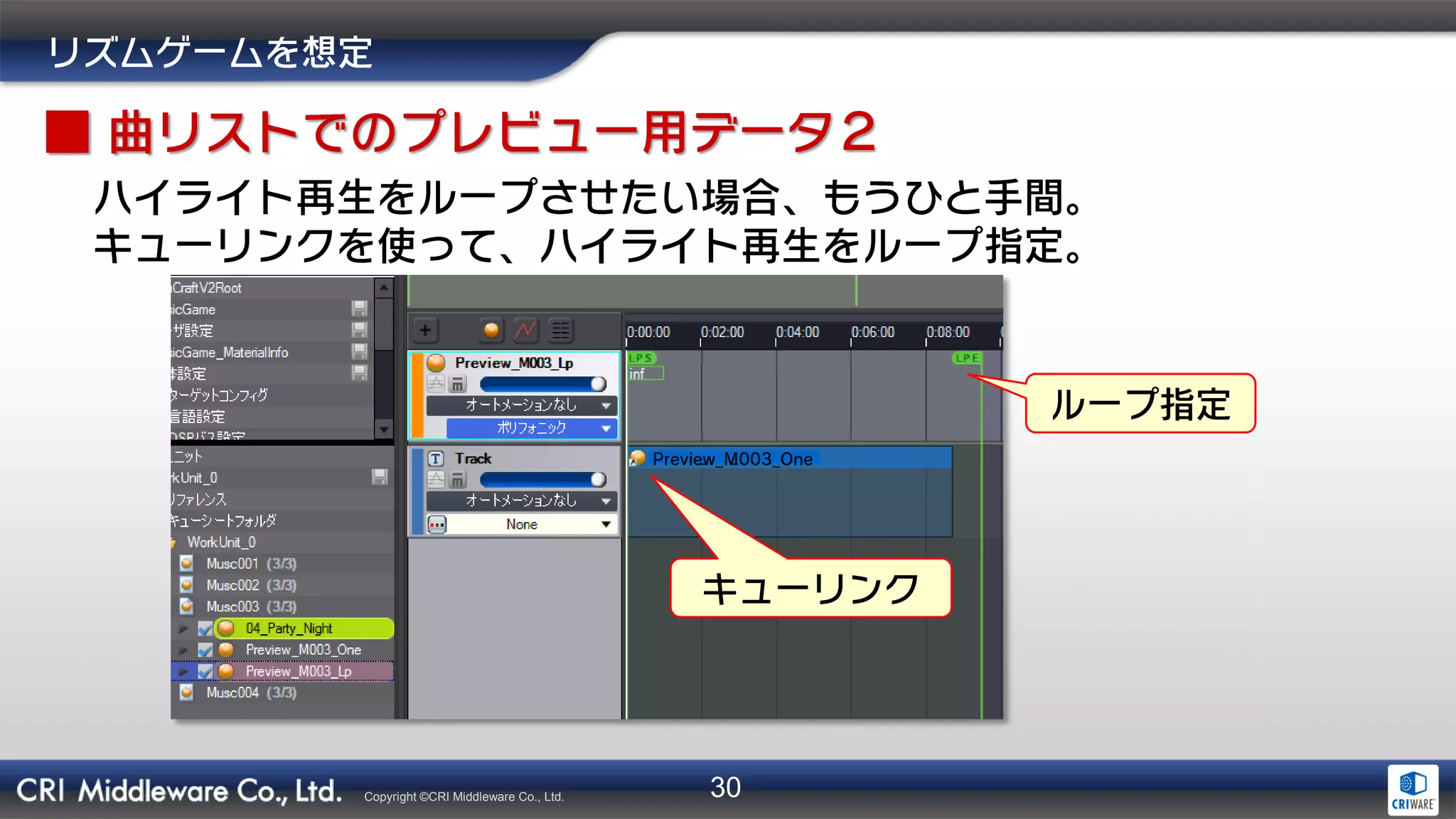 30Copyright ©CRI Middleware Co., Ltd.
 