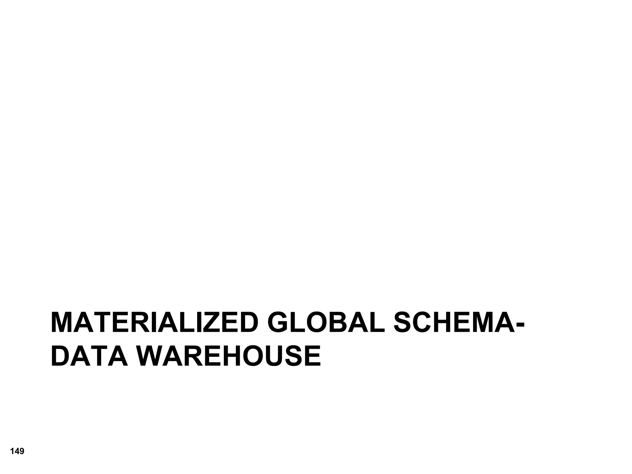 149
MATERIALIZED GLOBAL SCHEMA-
DATA WAREHOUSE
 