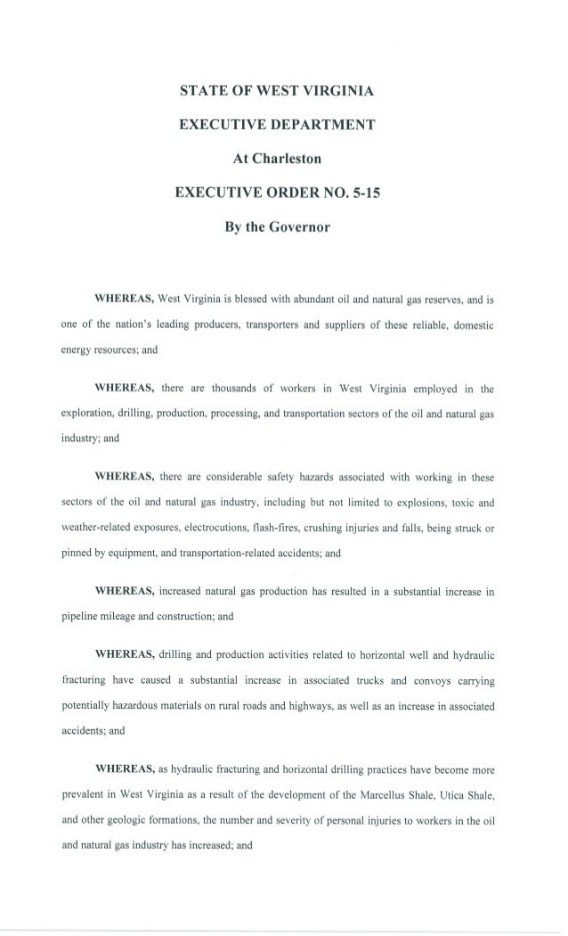 West Virginia Executive Order 515 Establishing a Commission to Study…