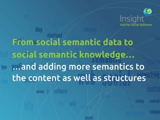 From social semantic data to
social semantic knowledge…	
…and adding more semantics to
the content as well as structures	
 
