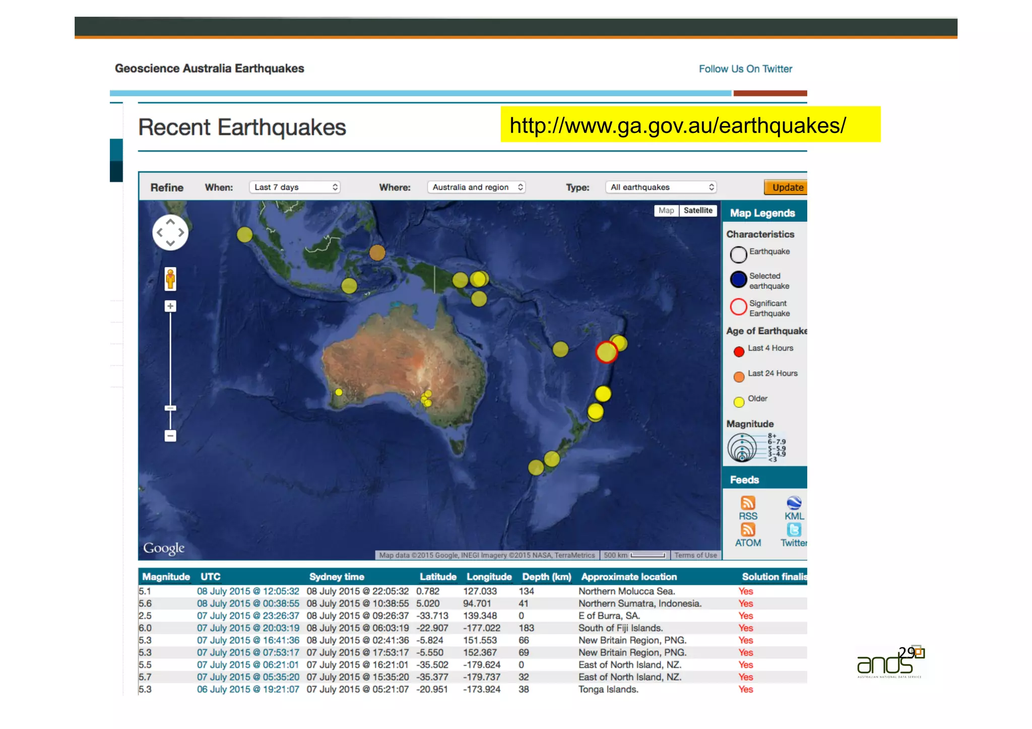 29	
  
!  	
  	
  
http://www.ga.gov.au/earthquakes/
 