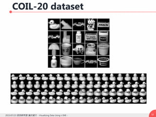 COIL-20 dataset
502015/07/23 武田研究室 論文紹介 - Visualizing Data Using t-SNE -
 