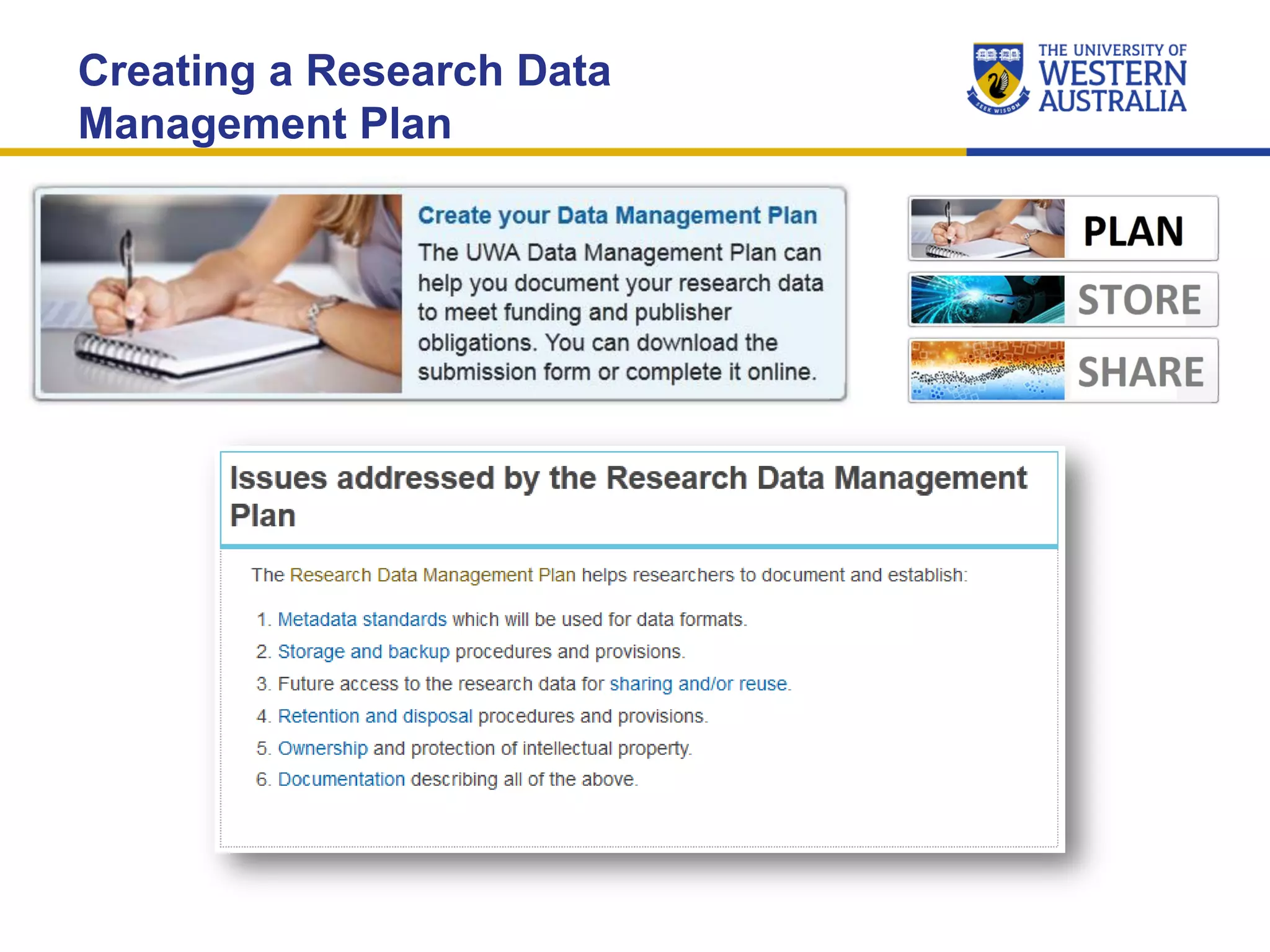 Creating a Research Data
Management Plan
 