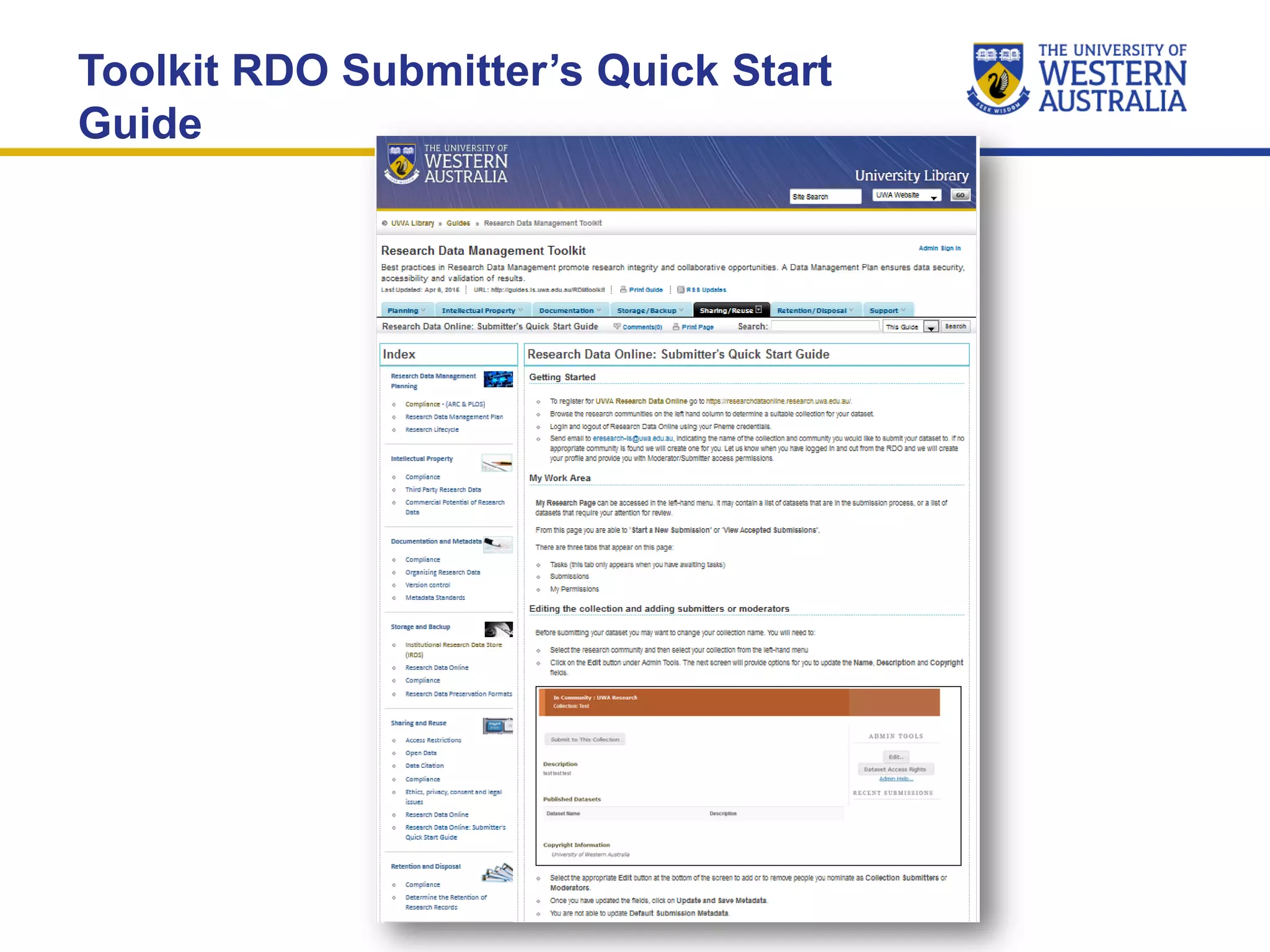 Toolkit RDO Submitter’s Quick Start
Guide
 