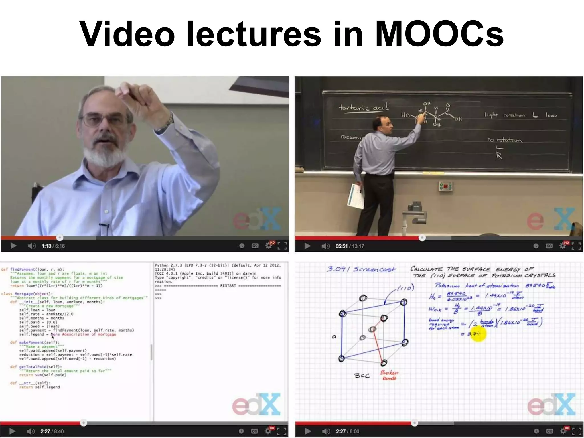 Video lectures in MOOCs
 