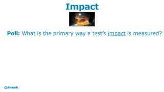 Impact
Poll: What is the primary way a test’s impact is measured?
 