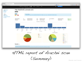 HTML report of Arachni scan
(Summary) Bildquelle: Arachni Scanner
 