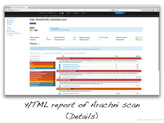 HTML report of Arachni scan  
(Details) Bildquelle: Arachni Scanner
 