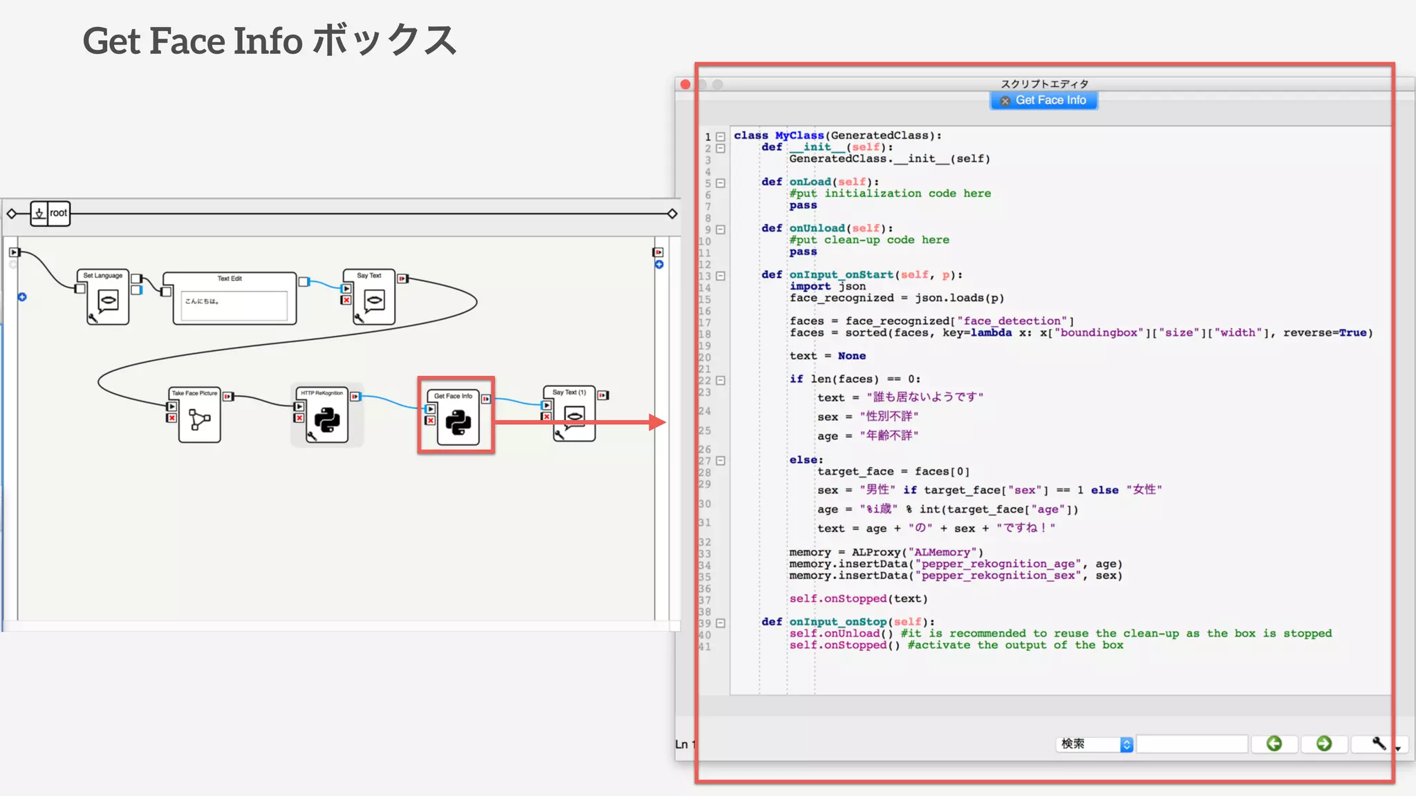 Get Face Info ボックス
 