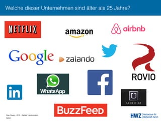 Sven Ruoss – 2015 – Digitale Transformation  
Seite 4!
Welche dieser Unternehmen sind älter als 25 Jahre?
 